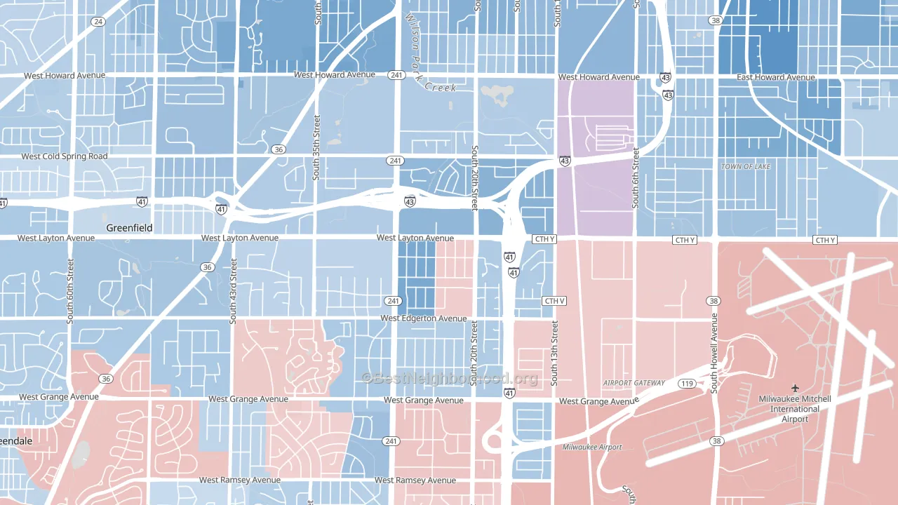 Castle Manor, Milwaukee, WI block-group political-lean map