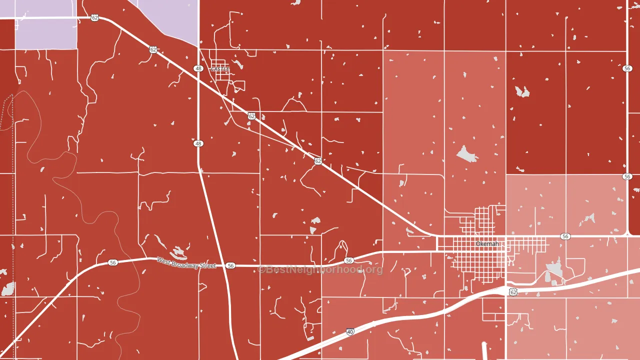 Castle, OK block-group political-lean map