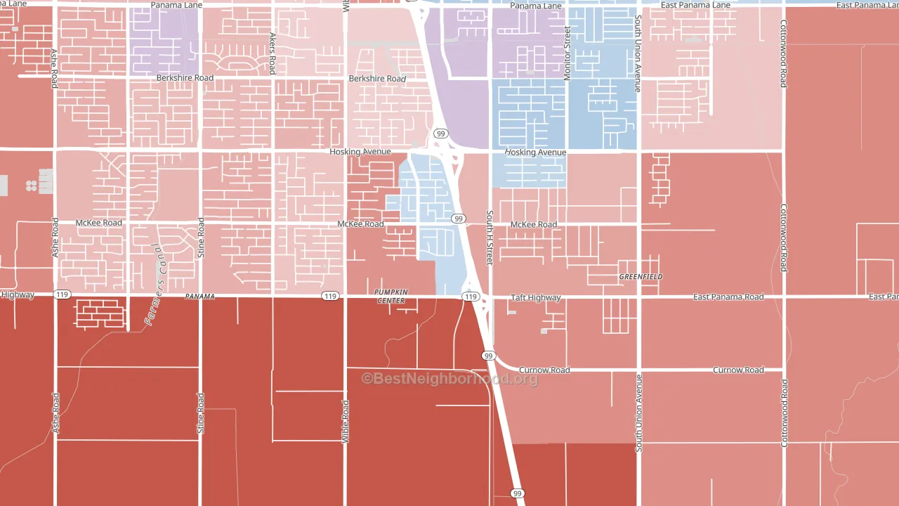 Castle Ranch, Bakersfield, CA block-group political-lean map