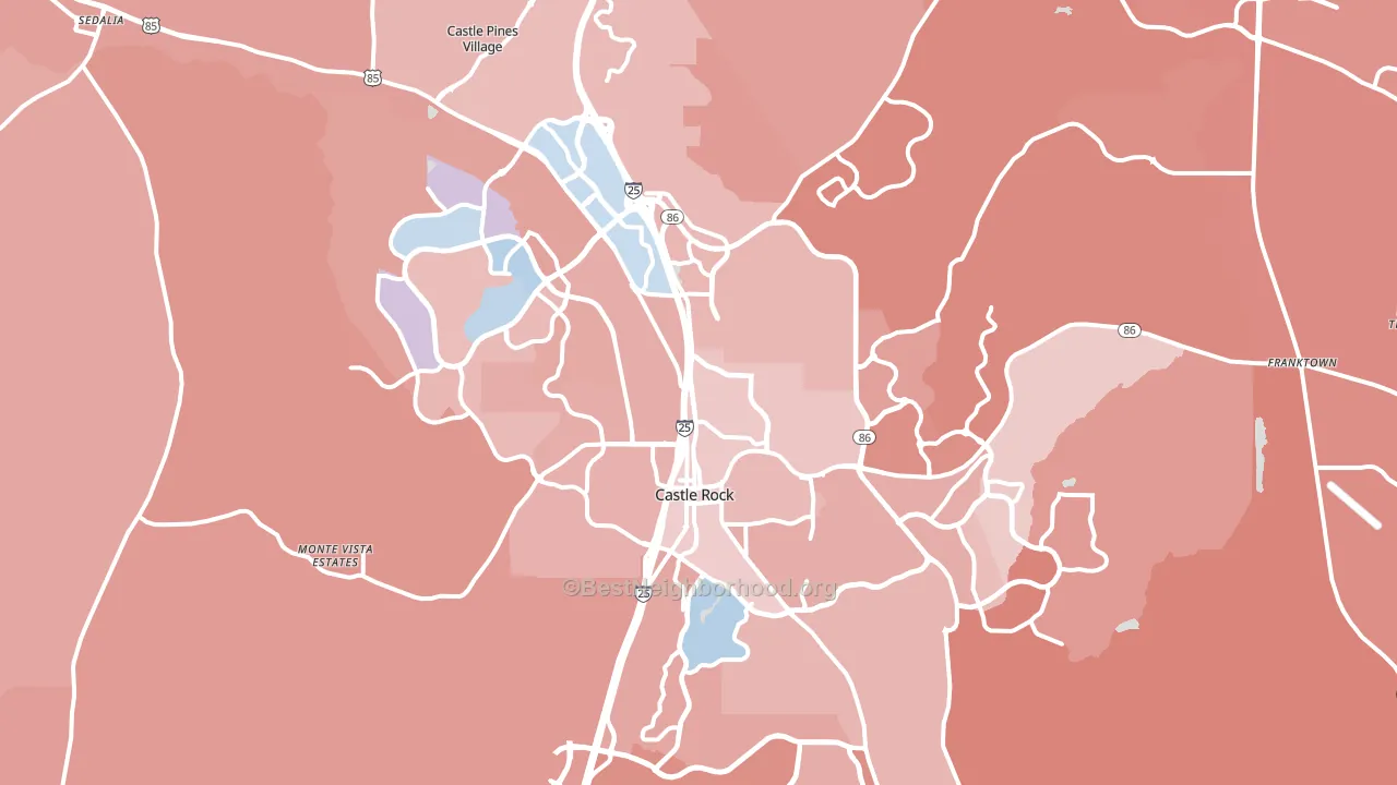 Castle Rock, CO block-group political-lean map