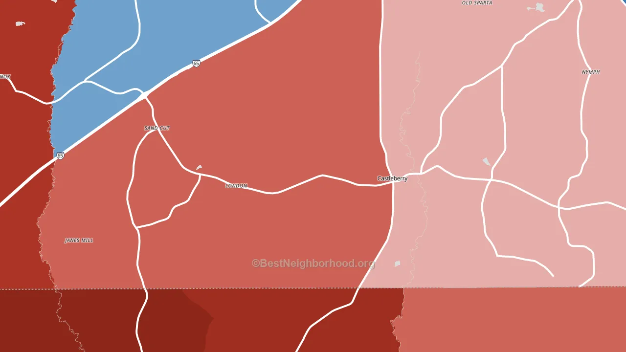 Castleberry, AL block-group political-lean map