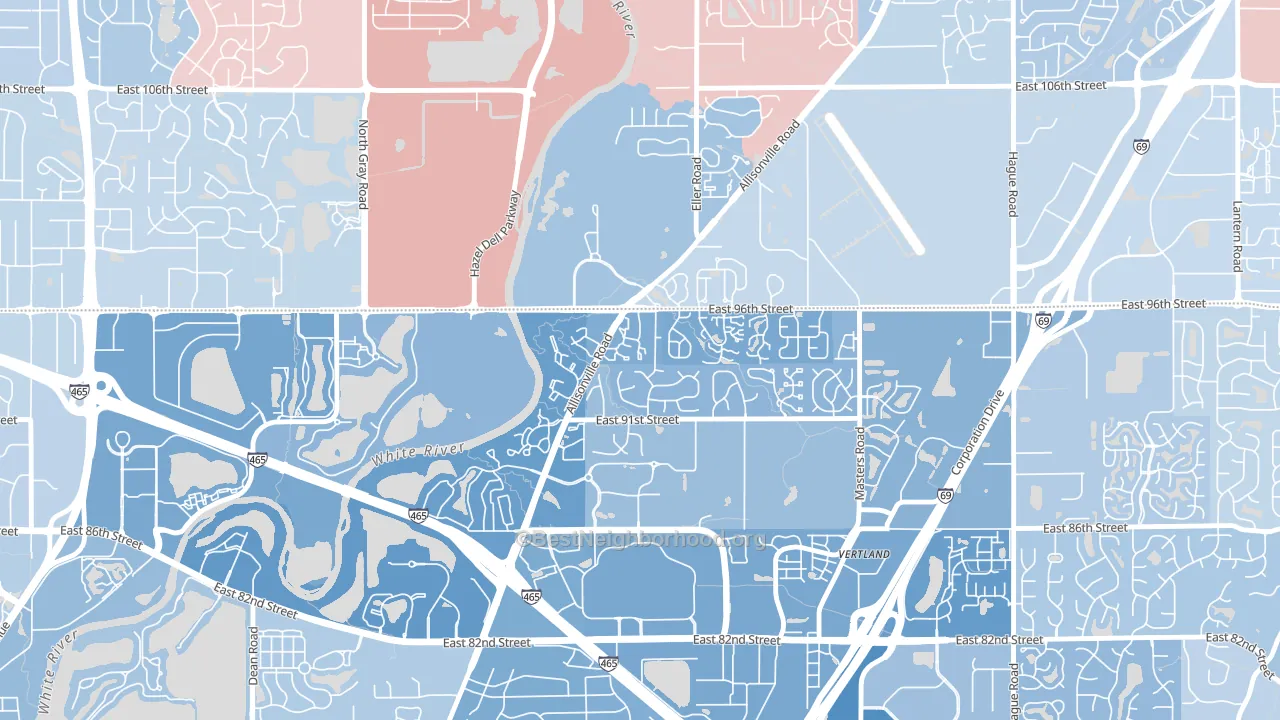 Castleton, Indianapolis, IN block-group political-lean map