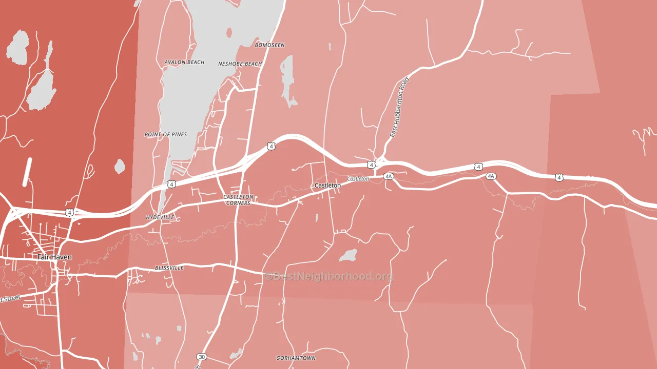 Castleton, VT block-group political-lean map