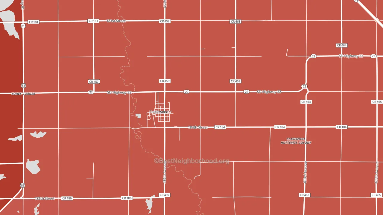 Castlewood, SD block-group political-lean map