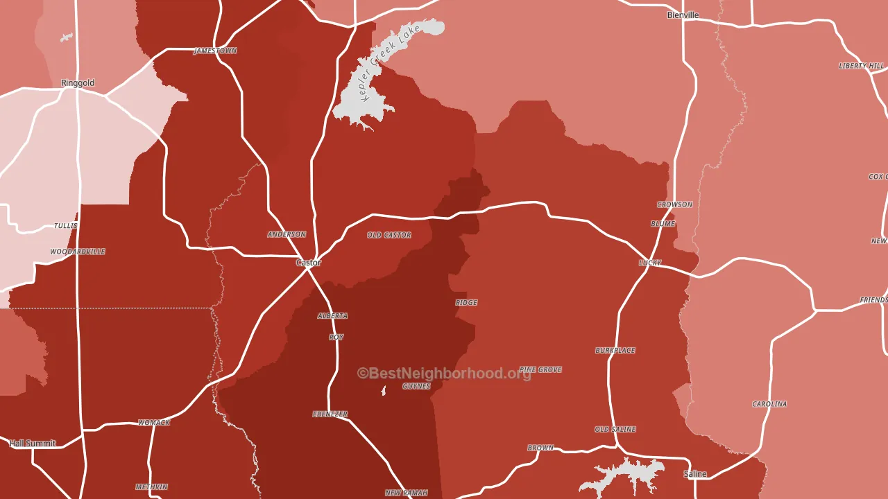Castor, LA block-group political-lean map