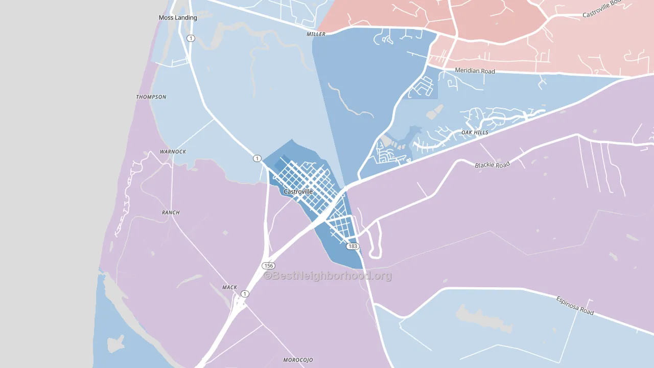 Castroville, CA block-group political-lean map