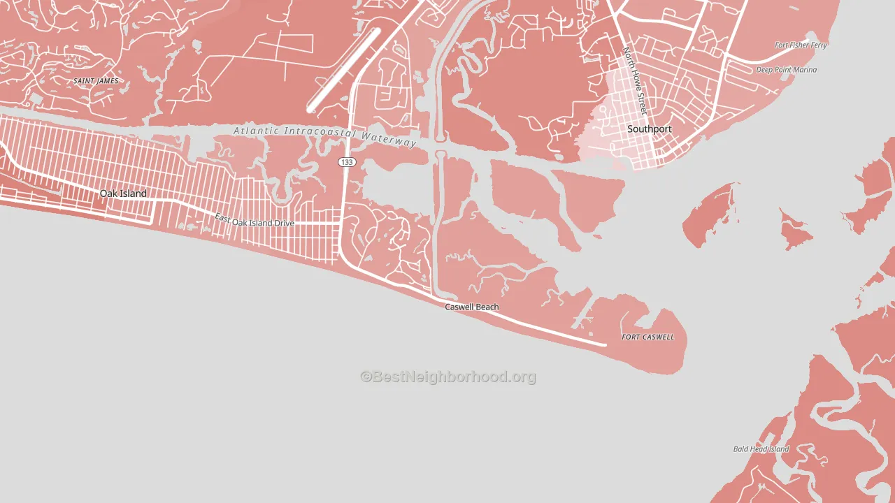 Caswell Beach, NC block-group political-lean map