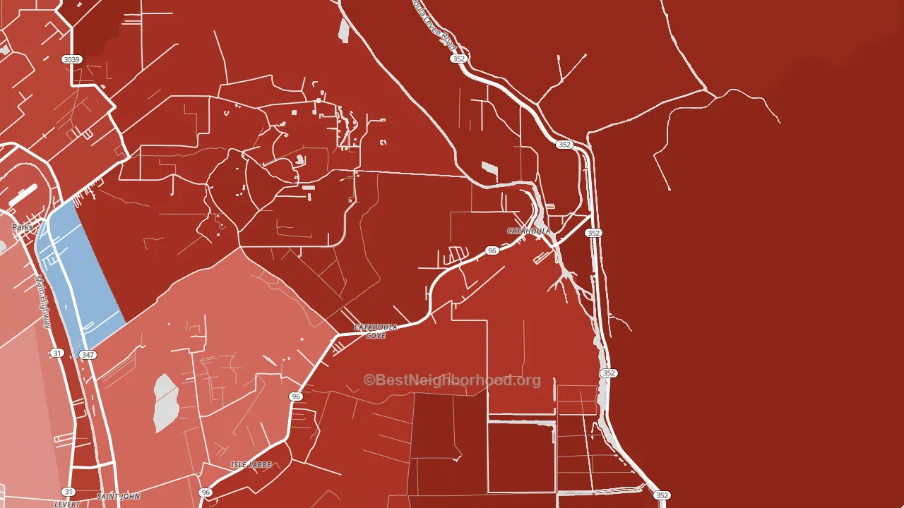 Catahoula, LA block-group political-lean map