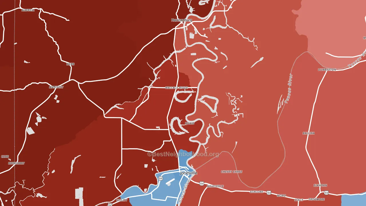 Catahoula Parish, LA block-group political-lean map