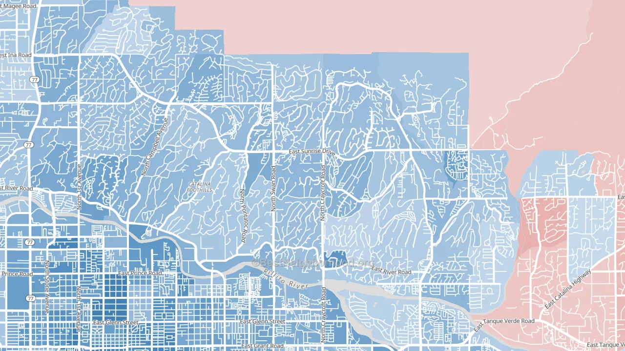 Catalina Foothills, AZ block-group political-lean map