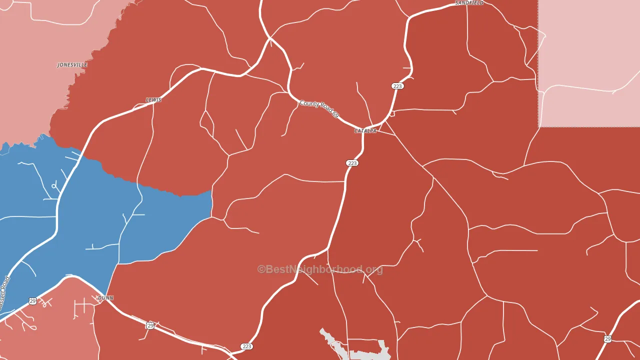 Catalpa, AL block-group political-lean map