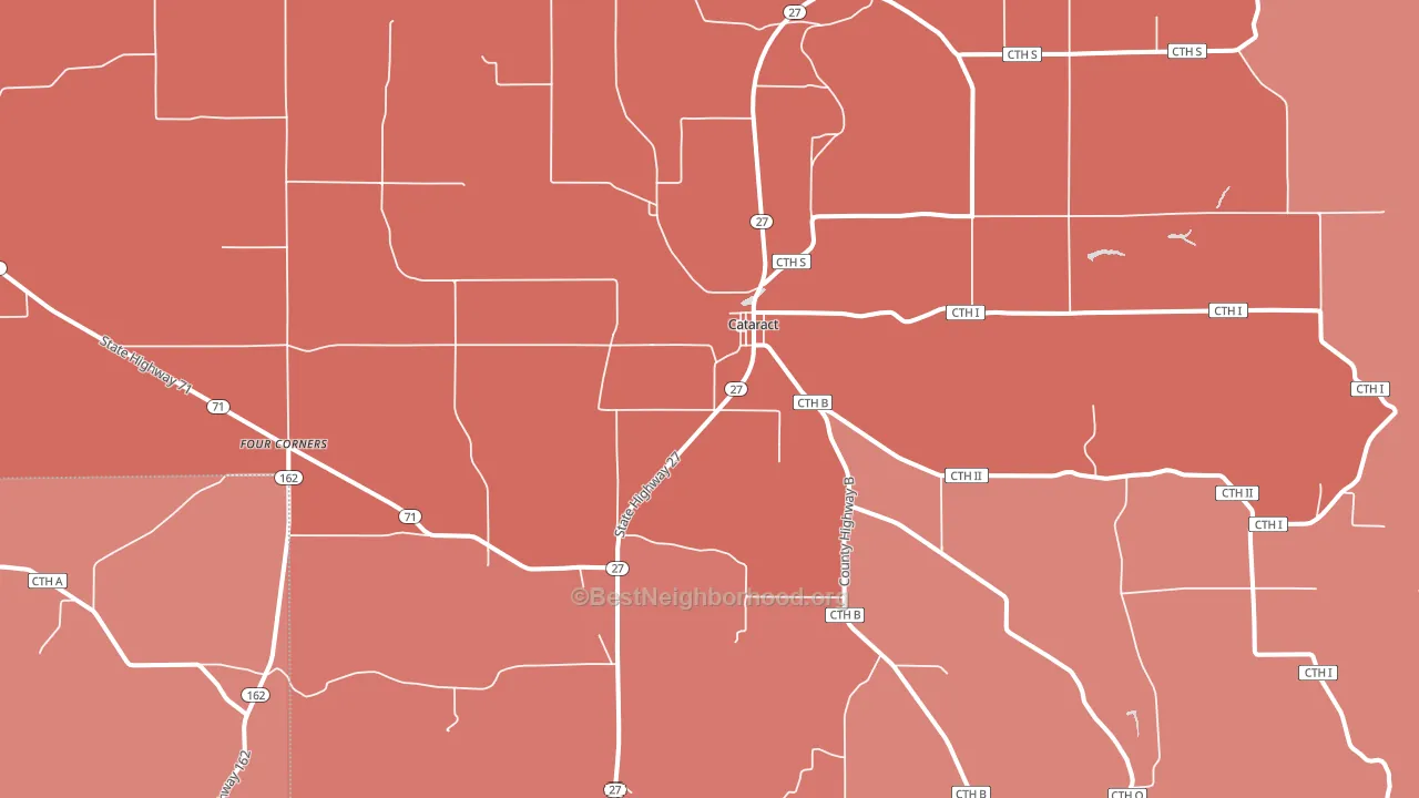 Cataract, WI block-group political-lean map