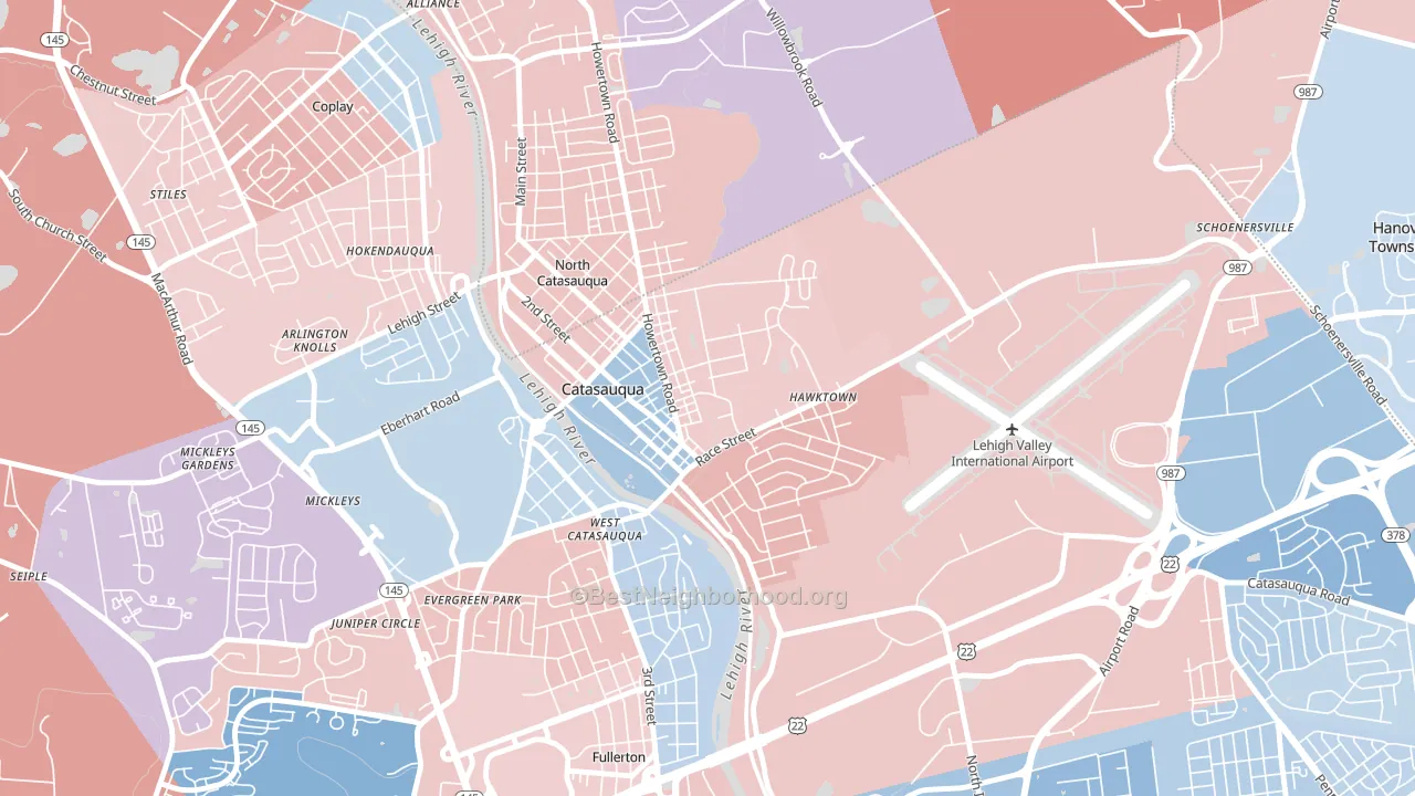 Catasauqua, PA block-group political-lean map