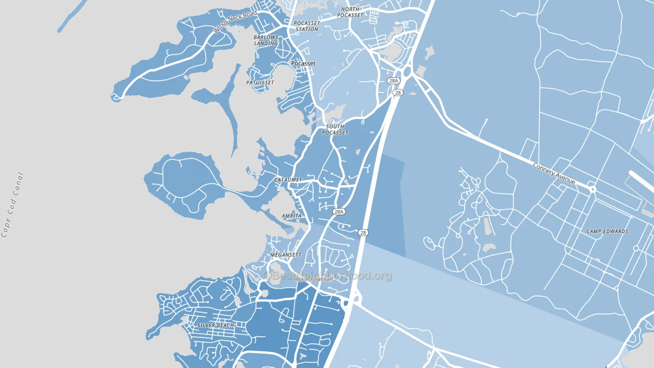 Cataumet, MA block-group political-lean map