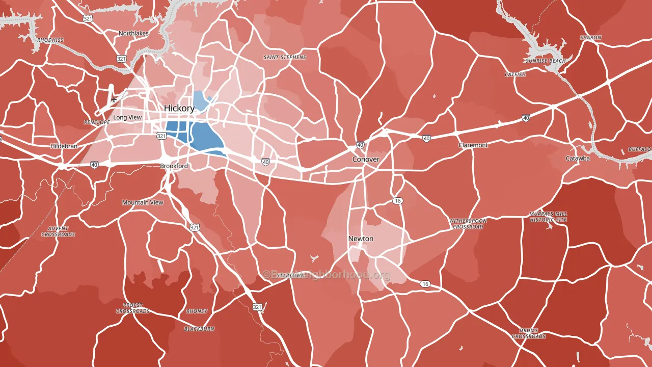 Catawba County, NC block-group political-lean map
