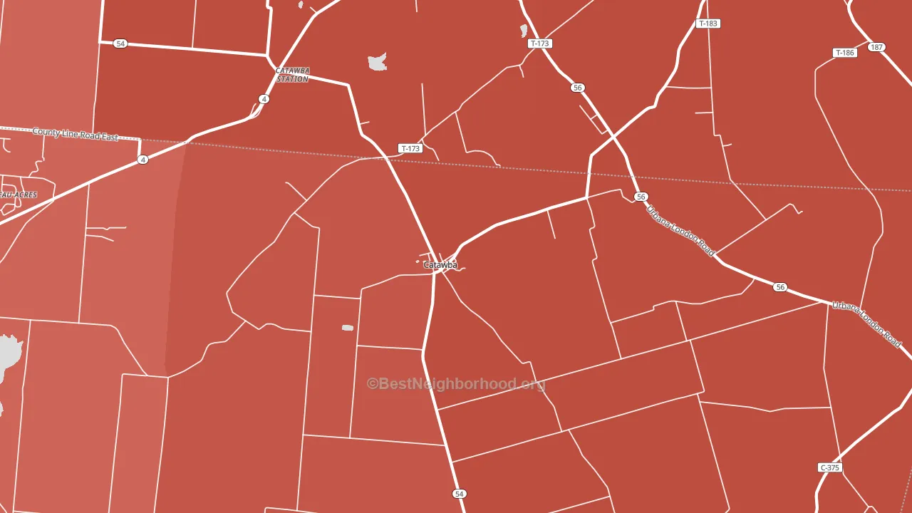 Catawba, OH block-group political-lean map
