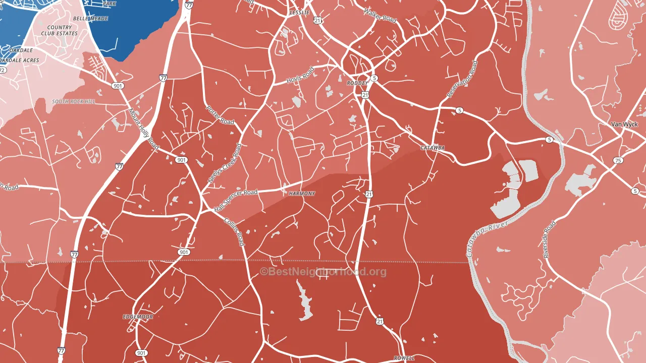 Catawba, SC block-group political-lean map