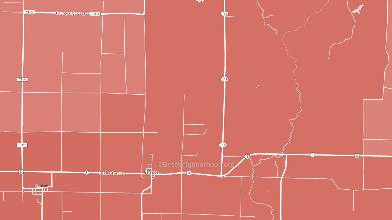 Catawba, WI block-group political-lean map