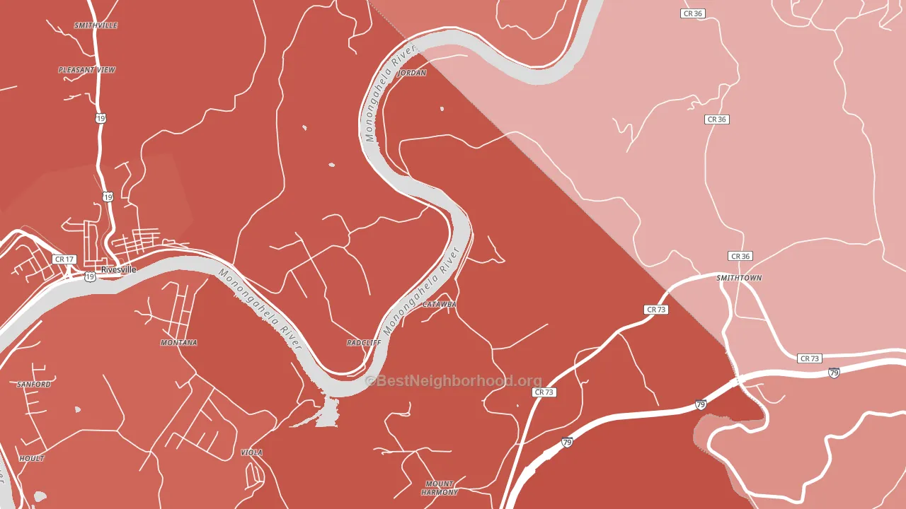 Catawba, WV block-group political-lean map