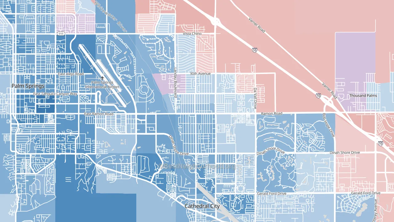 Cathedral City, CA block-group political-lean map
