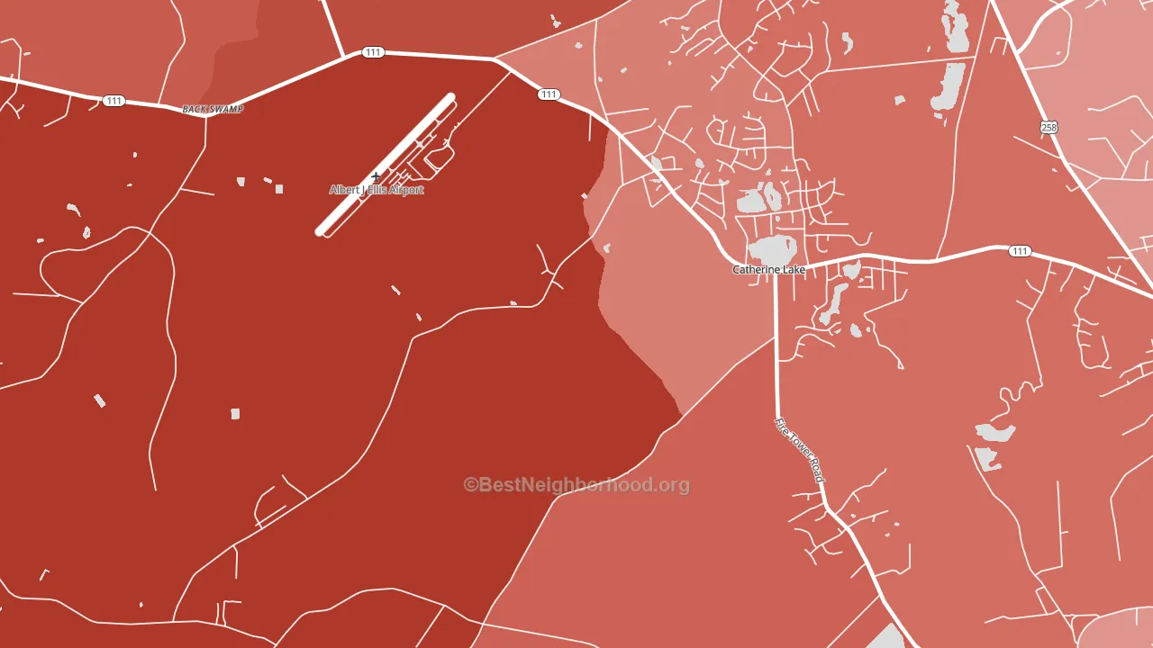 Catherine Lake, NC block-group political-lean map