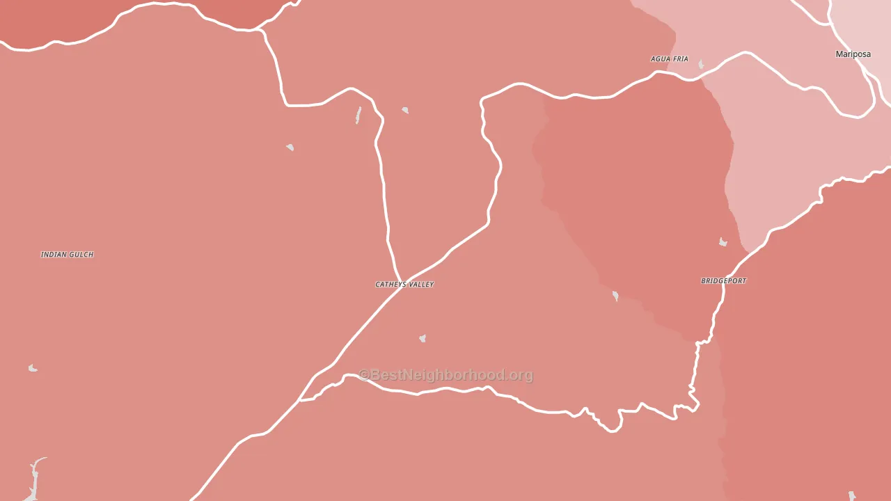 Catheys Valley, CA block-group political-lean map