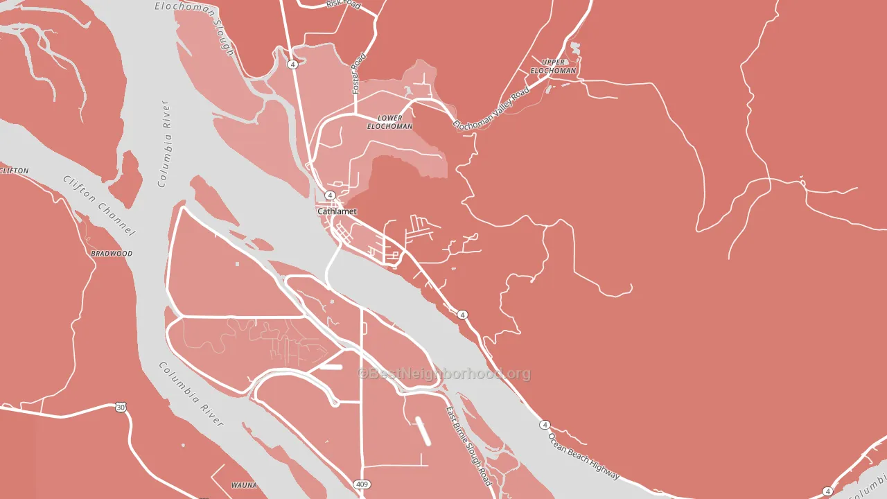Cathlamet, WA block-group political-lean map