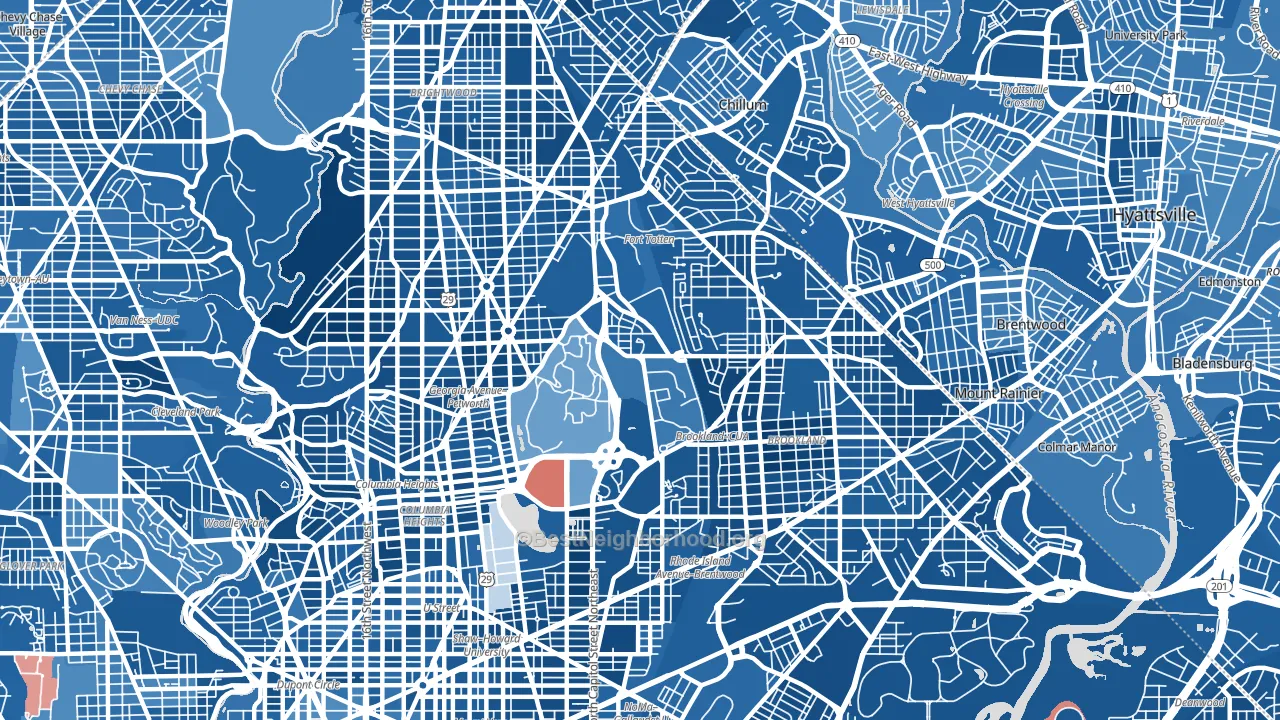 Catholic University-Brookland, Washington, DC block-group political-lean map