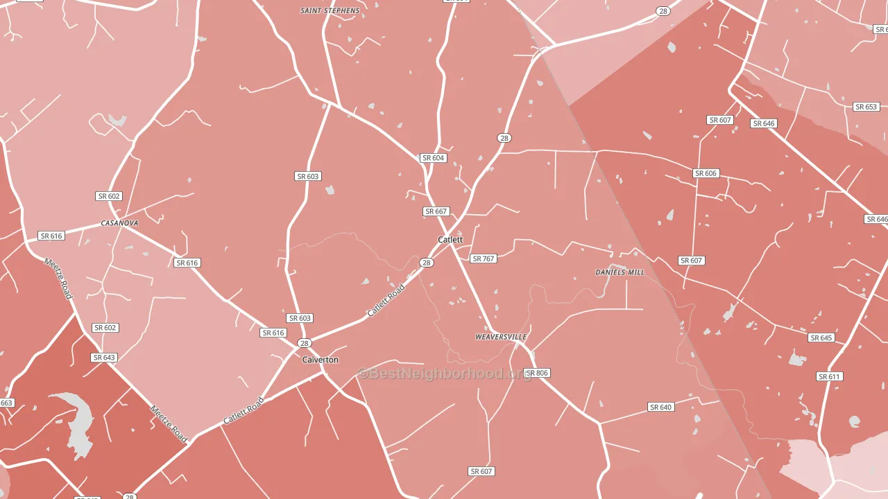 Catlett, VA block-group political-lean map