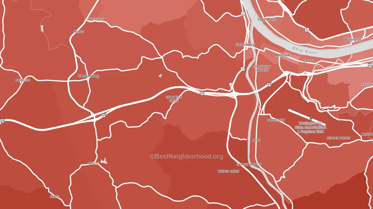Catlettsburg, KY block-group political-lean map