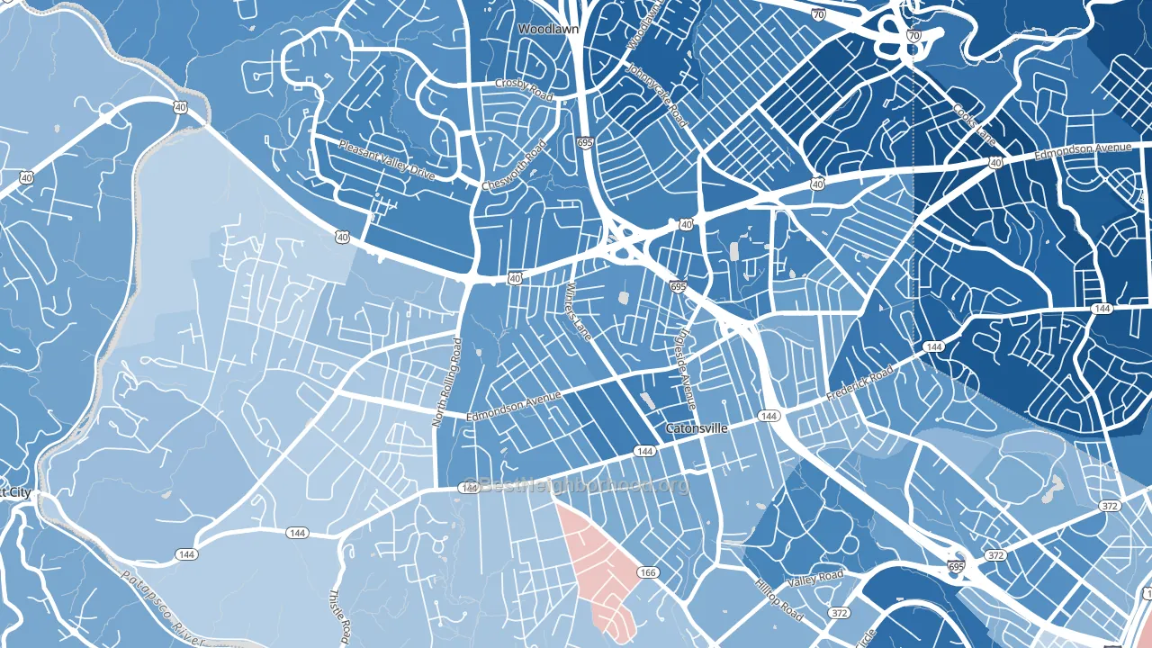 Catonsville Heights, Catonsville, MD block-group political-lean map