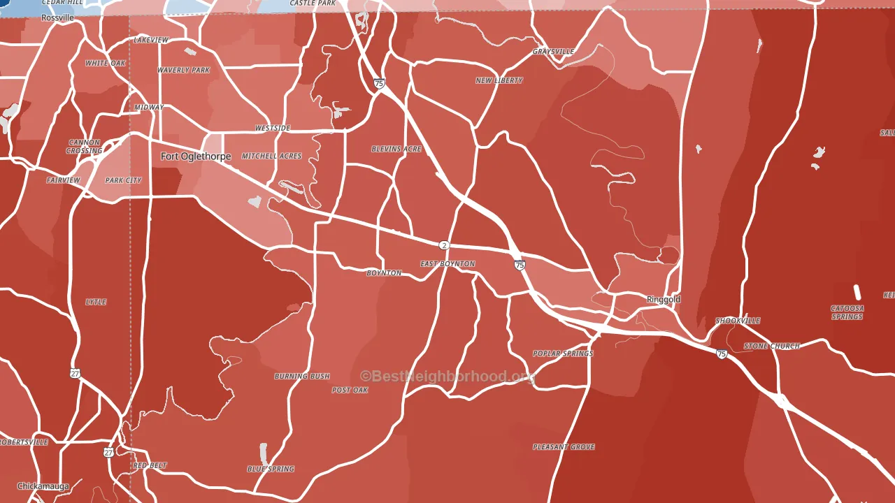 Catoosa County, GA block-group political-lean map