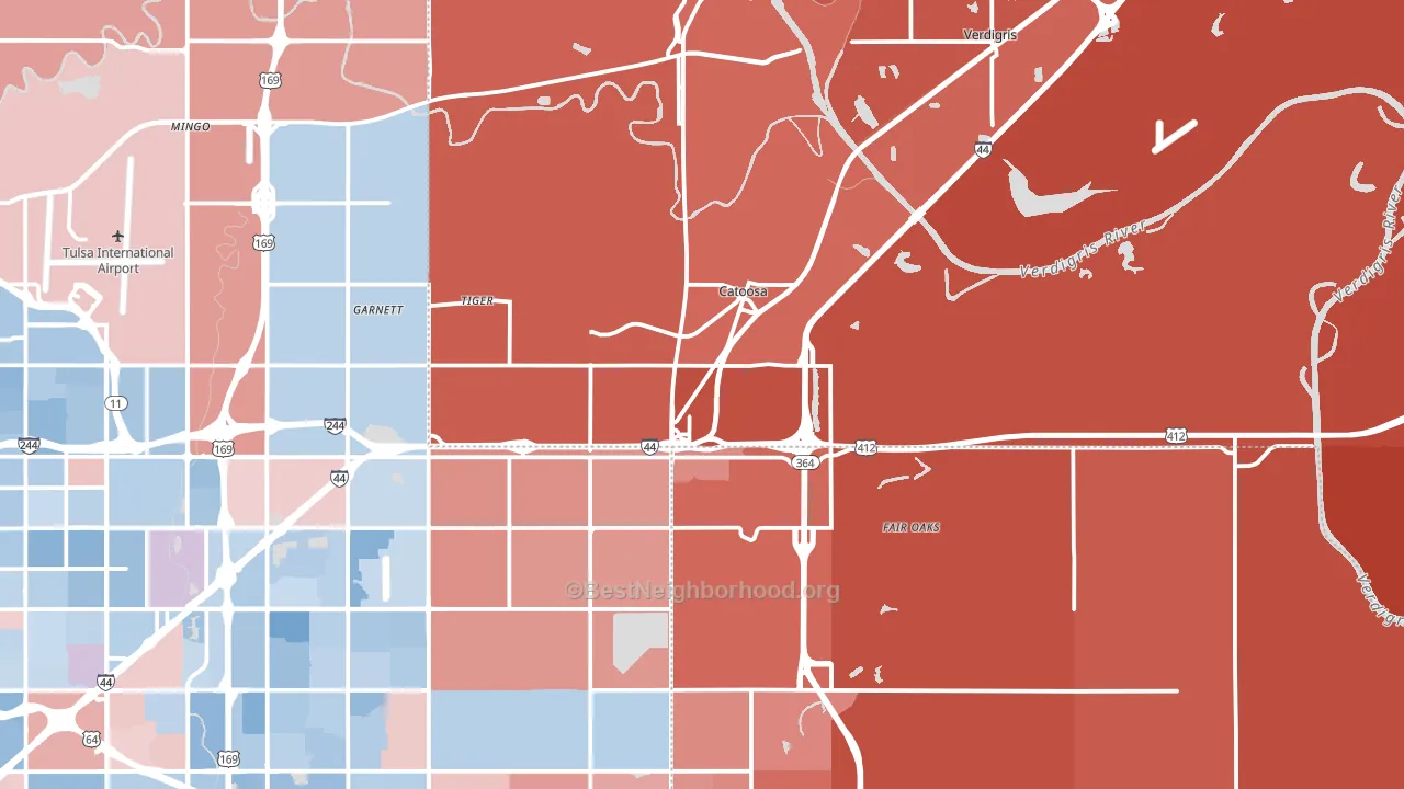 Catoosa, OK block-group political-lean map