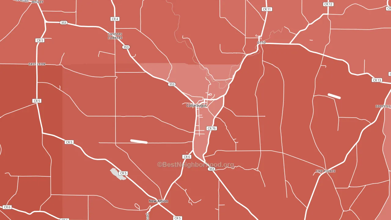 Cattaraugus, NY block-group political-lean map