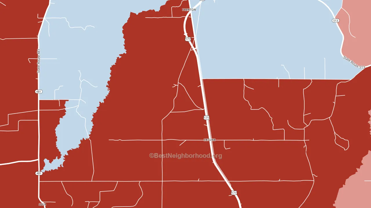 Catuna, LA block-group political-lean map