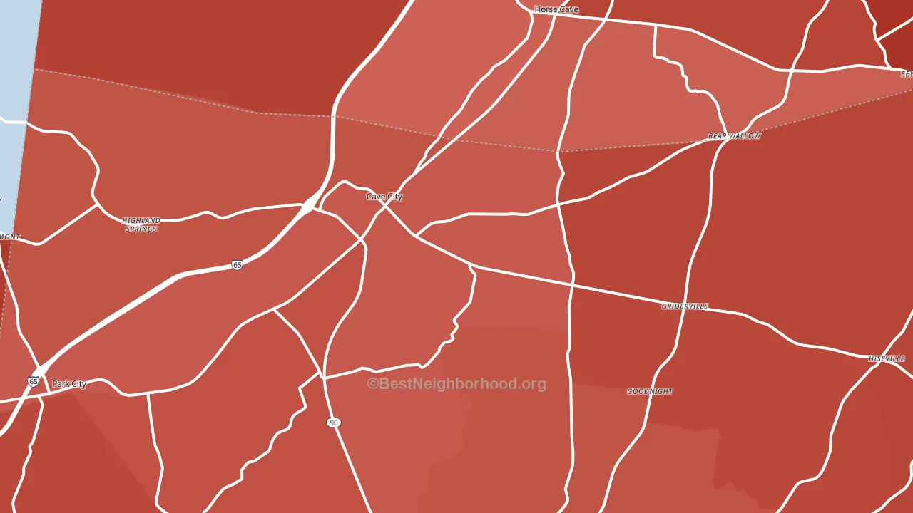 Cave City, KY block-group political-lean map