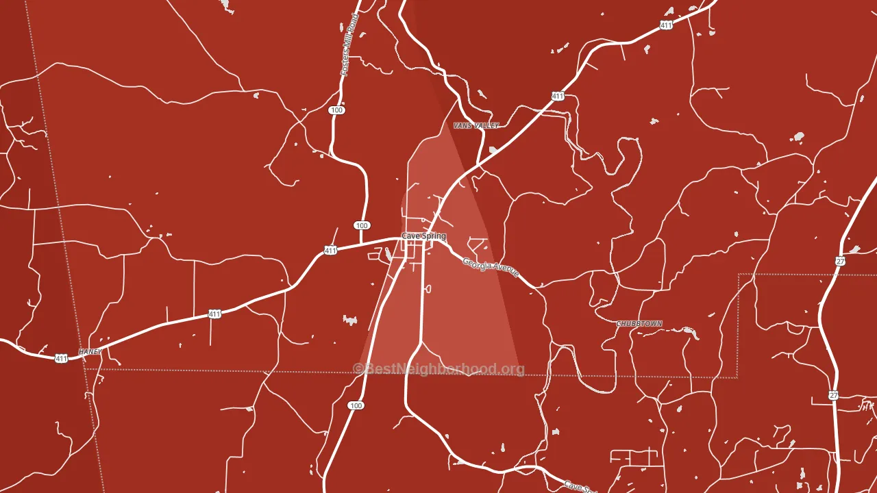 Cave Spring, GA block-group political-lean map