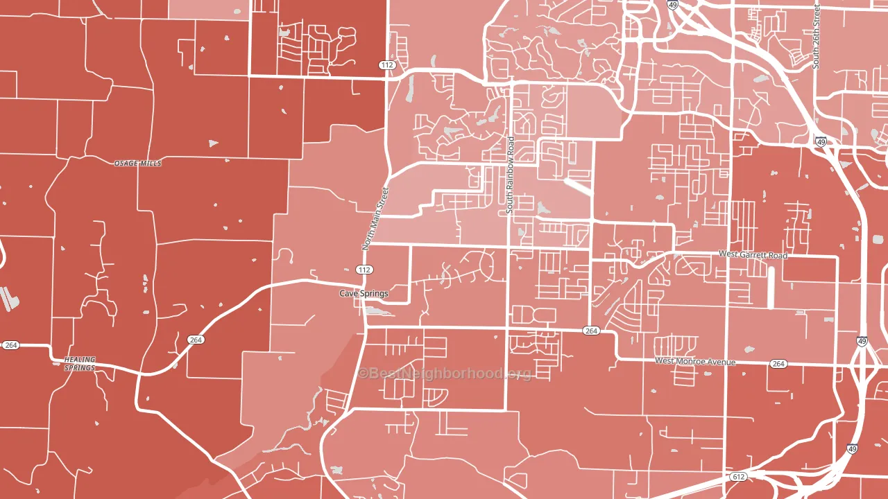Cave Springs, AR block-group political-lean map