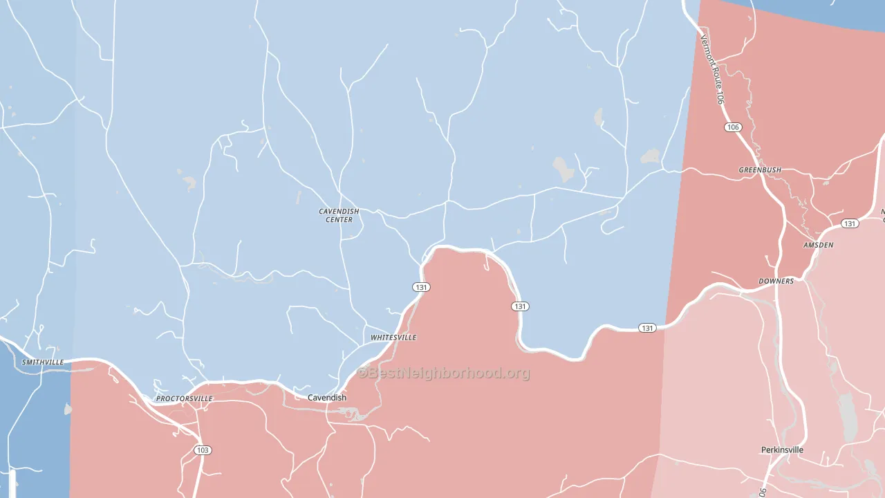 Cavendish, VT block-group political-lean map