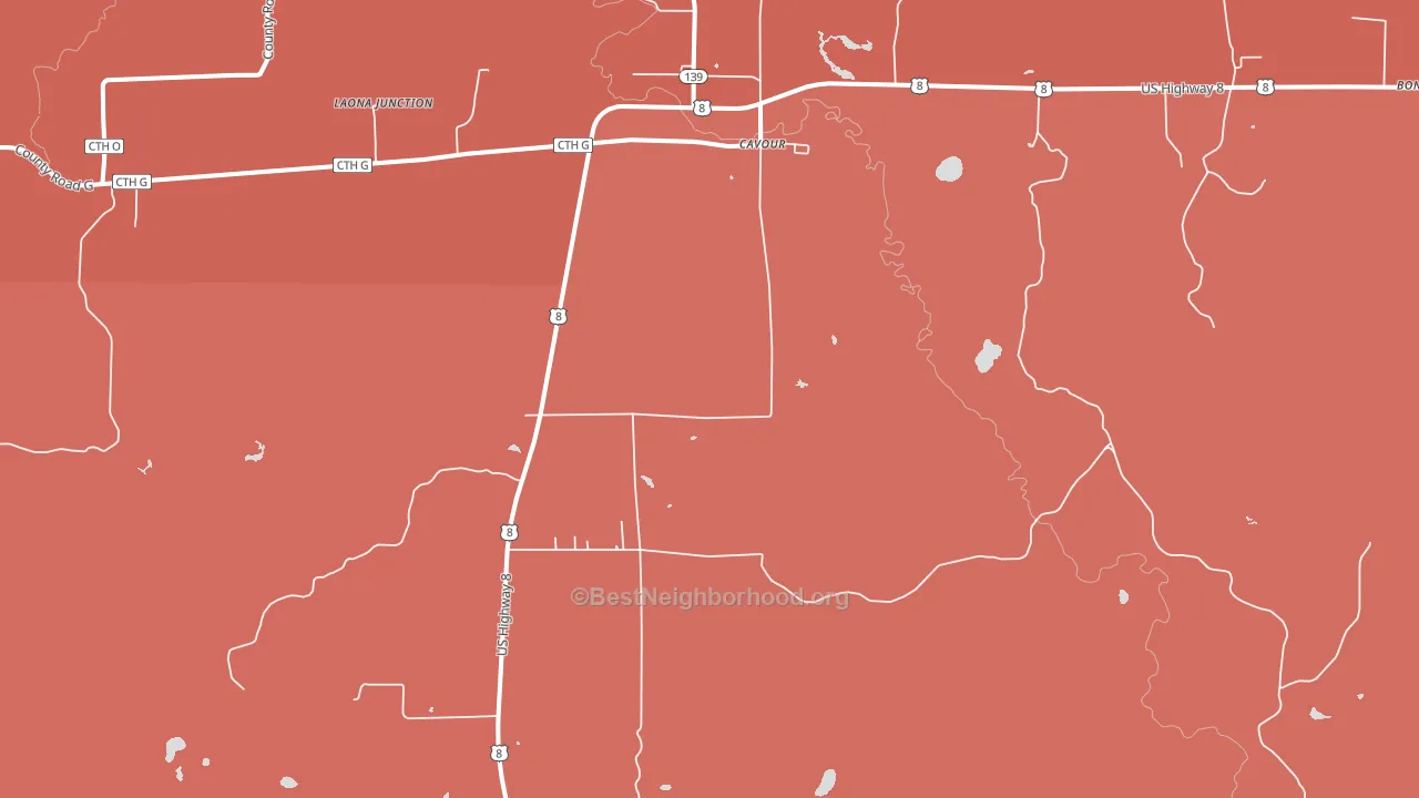Cavour, WI block-group political-lean map
