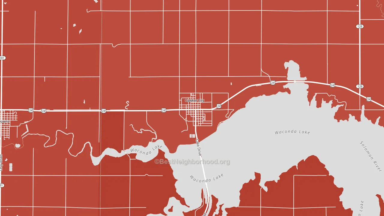 Cawker City, KS block-group political-lean map