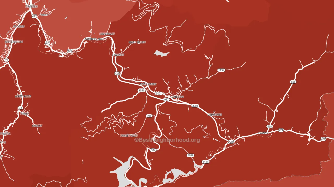 Cawood, KY block-group political-lean map