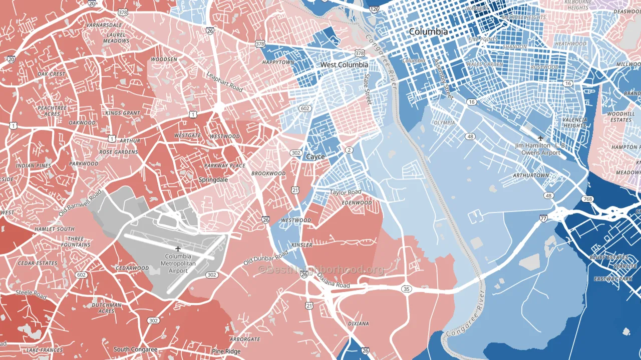 Cayce, SC block-group political-lean map