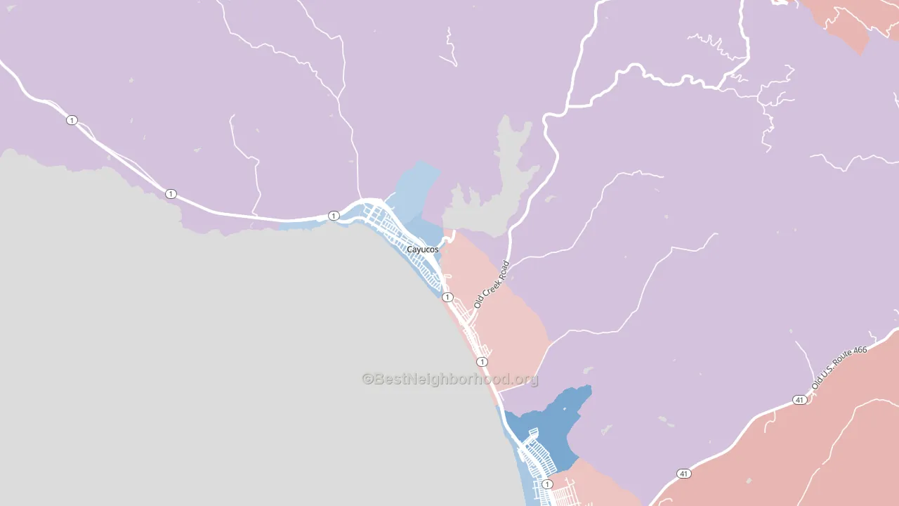Cayucos, CA block-group political-lean map