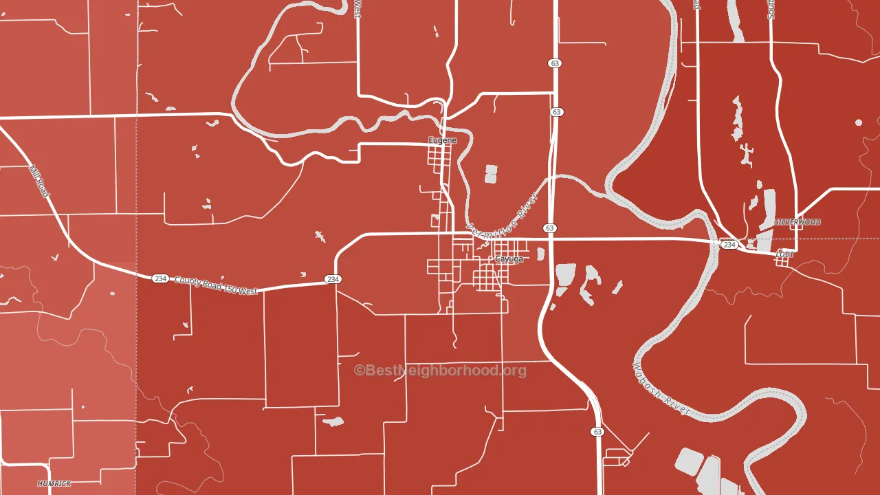 Cayuga, IN block-group political-lean map