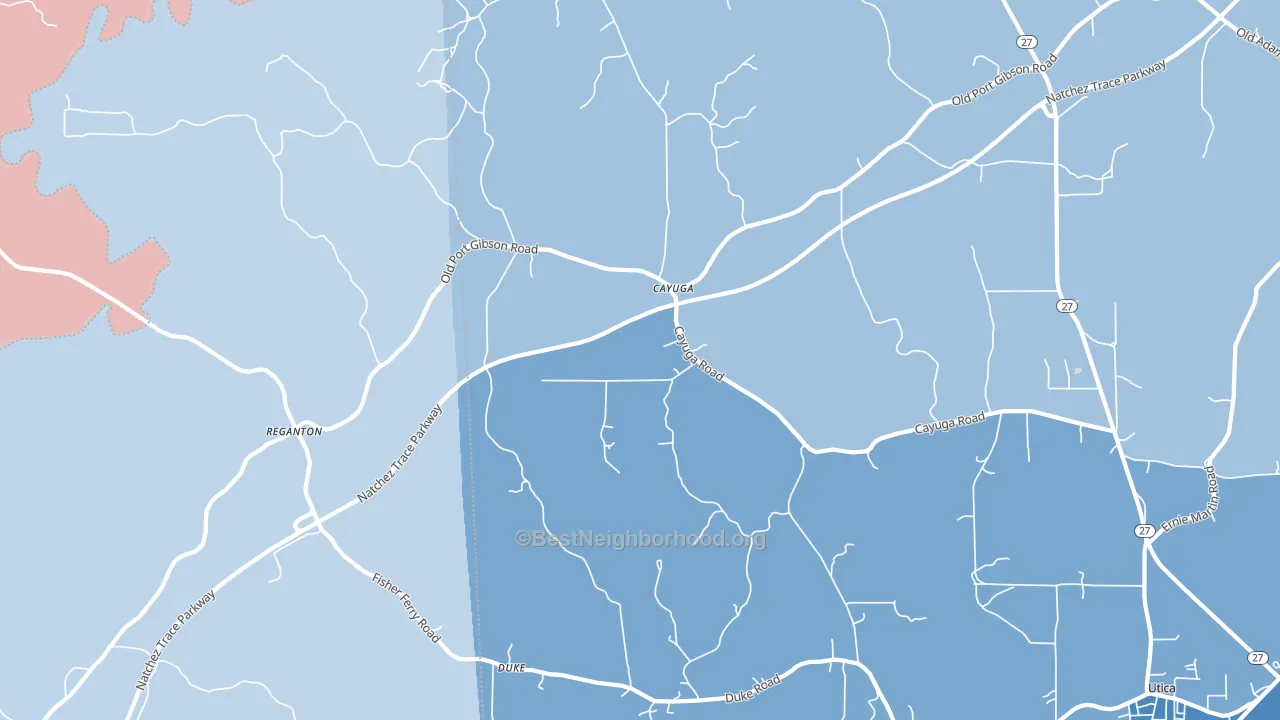 Cayuga, MS block-group political-lean map
