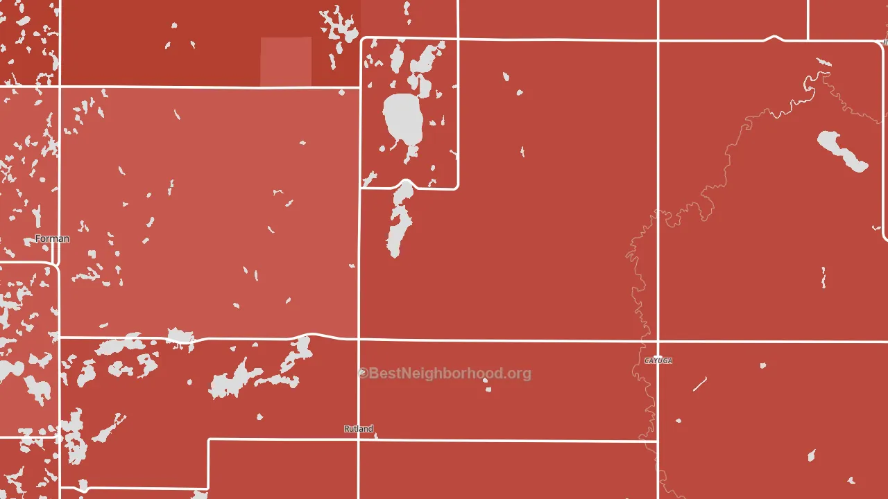 Cayuga, ND block-group political-lean map