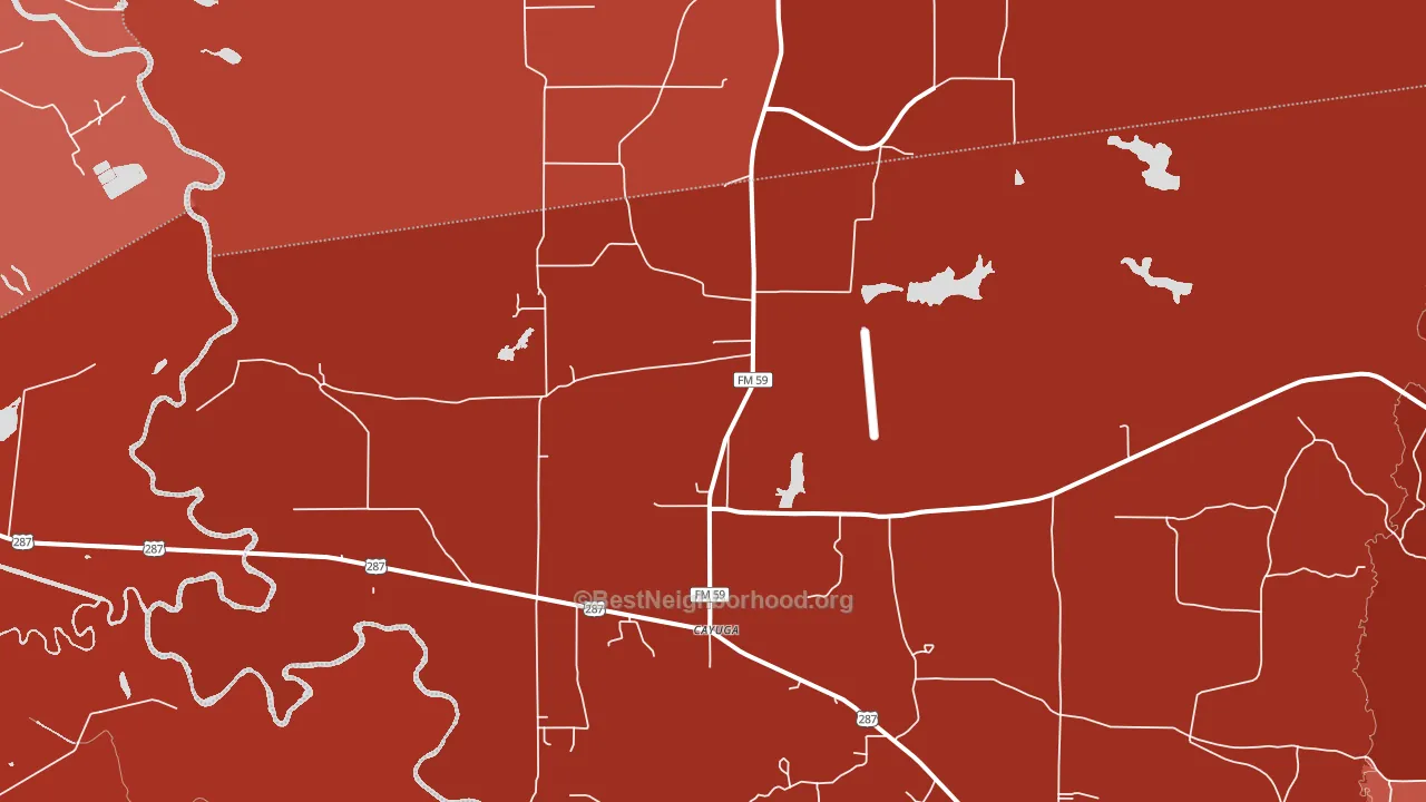 Cayuga, TX block-group political-lean map