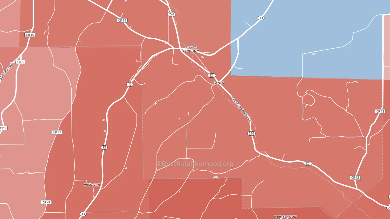 Cayuta, NY block-group political-lean map