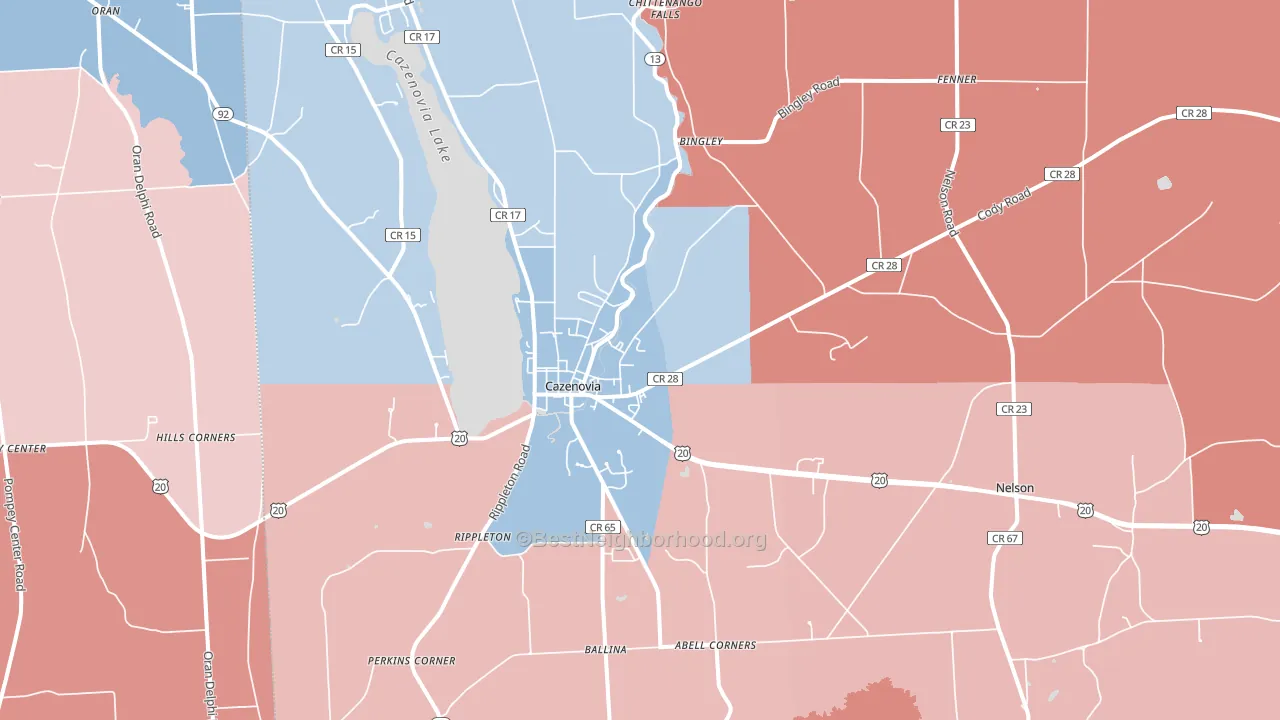 Cazenovia, NY block-group political-lean map
